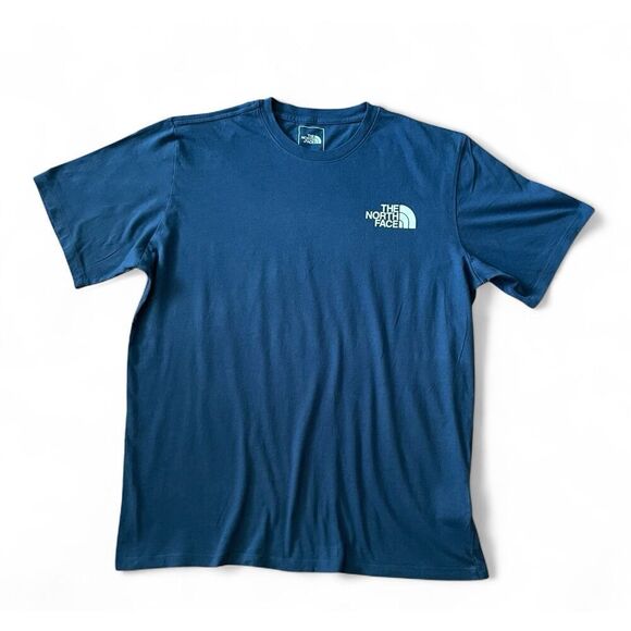 North Face Men’s T Shirt Crew Neck Blue Cotton Short Sleeve Regular Fit Size L - Picture 1 of 8